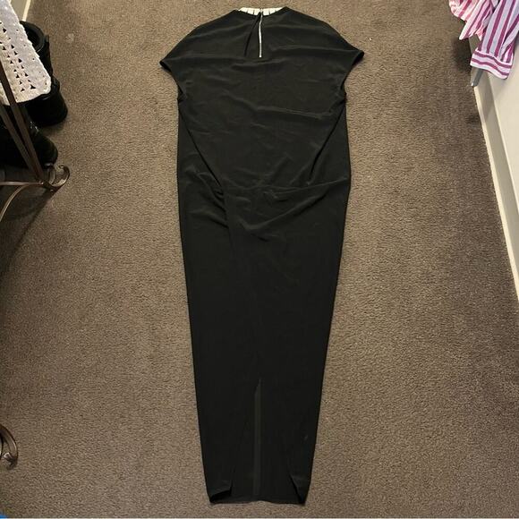 Rick Owens Dirt Silk Beaded Neck Black Maxi Dress - Picture 2 of 14